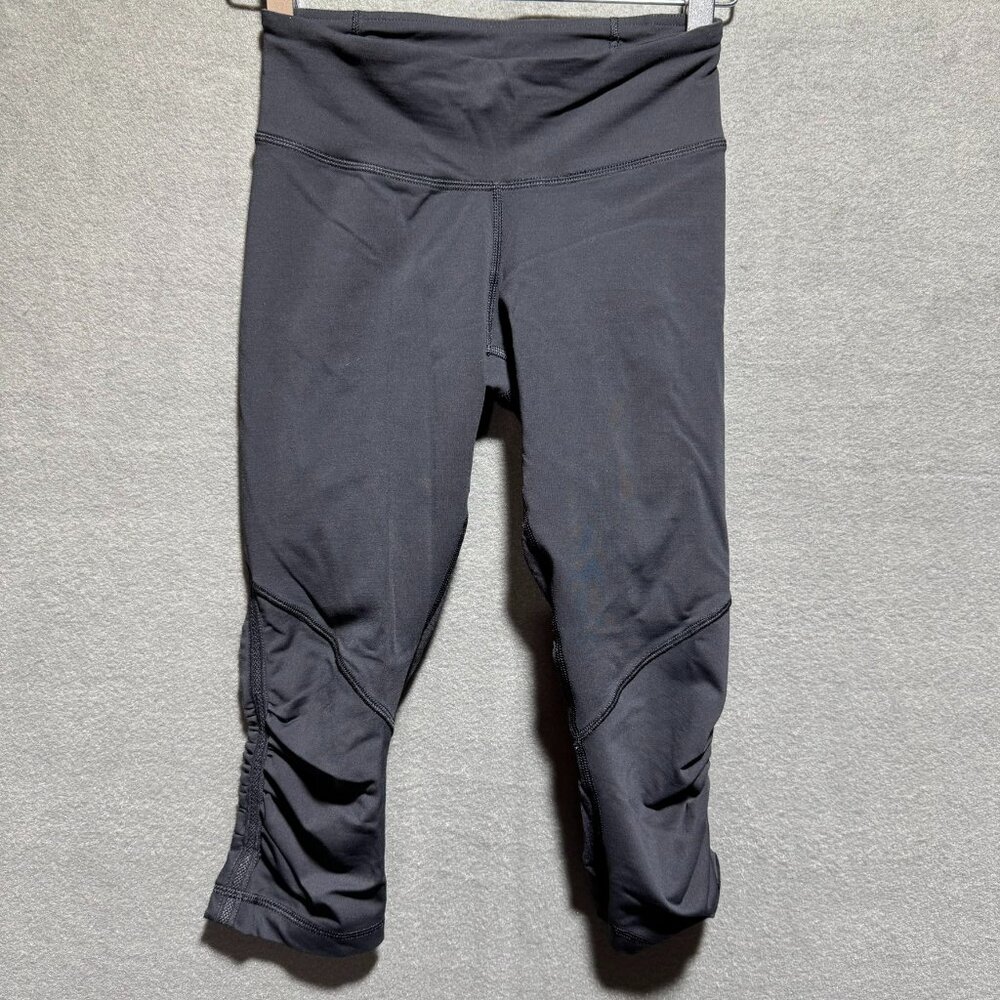Lululemon Run For Your Life Leggings Black Women's Size 4 Crop Inseam 18